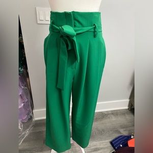 Adorable Kelly green culottes with button and zipper closet with tie